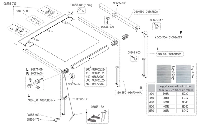 Fiamma Spannstange 360 - 550 Cm Für Caravanstore XL Fiamma Artikelnummer 03567D08- 3 Fiamma Spannstange 360 - 550 Cm Für Caravanstore XL Fiamma Artikelnummer 03567D08-